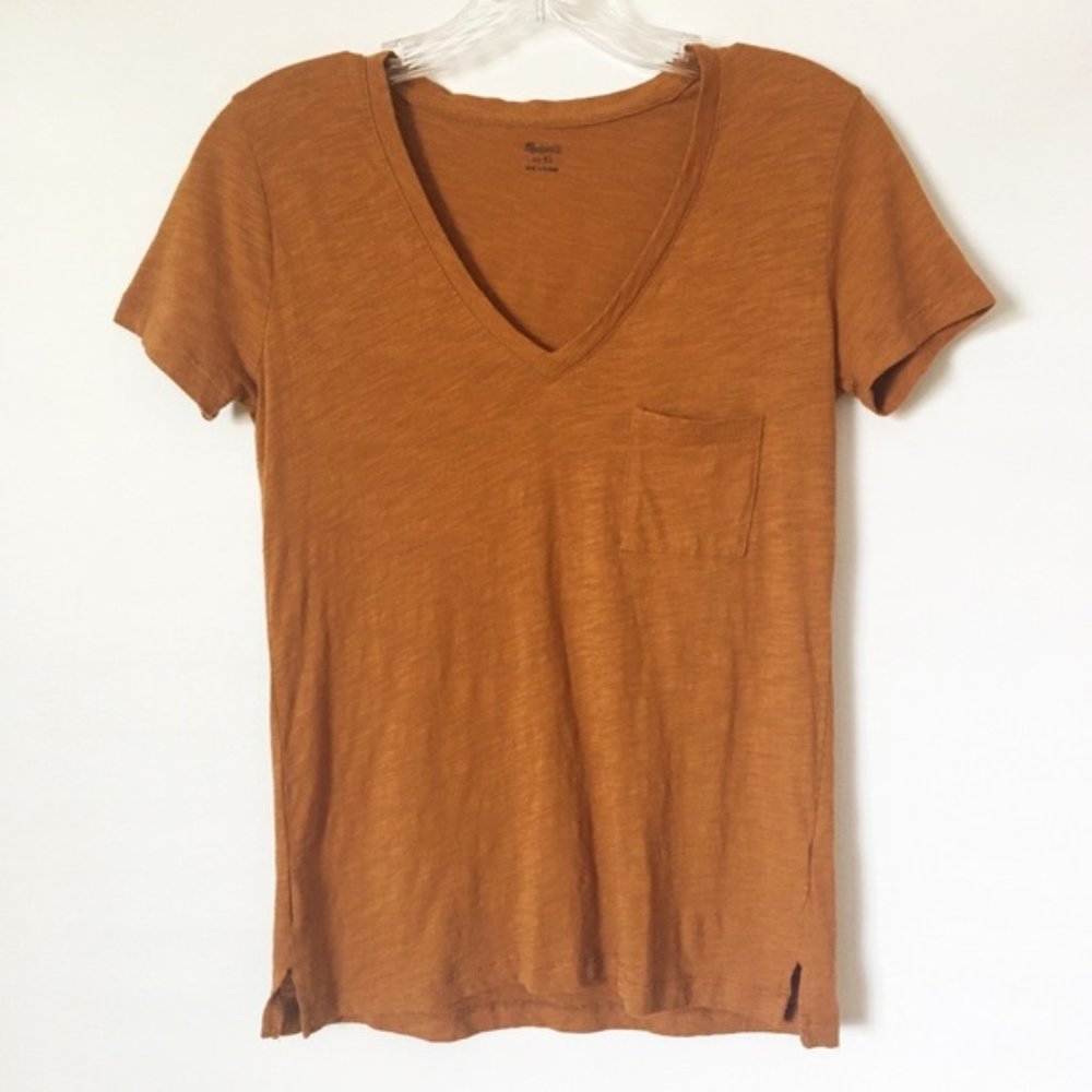 Madewell Whisper Cotton V Neck Pocket Tee Orange